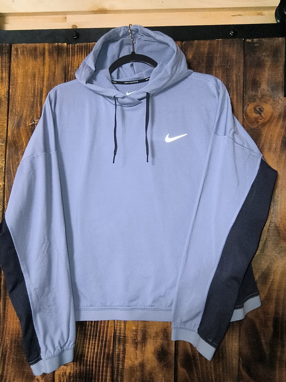 Nike Running Therma-FIT Women’s XL Hooded Pullover Blue Colorblock Hoodie
